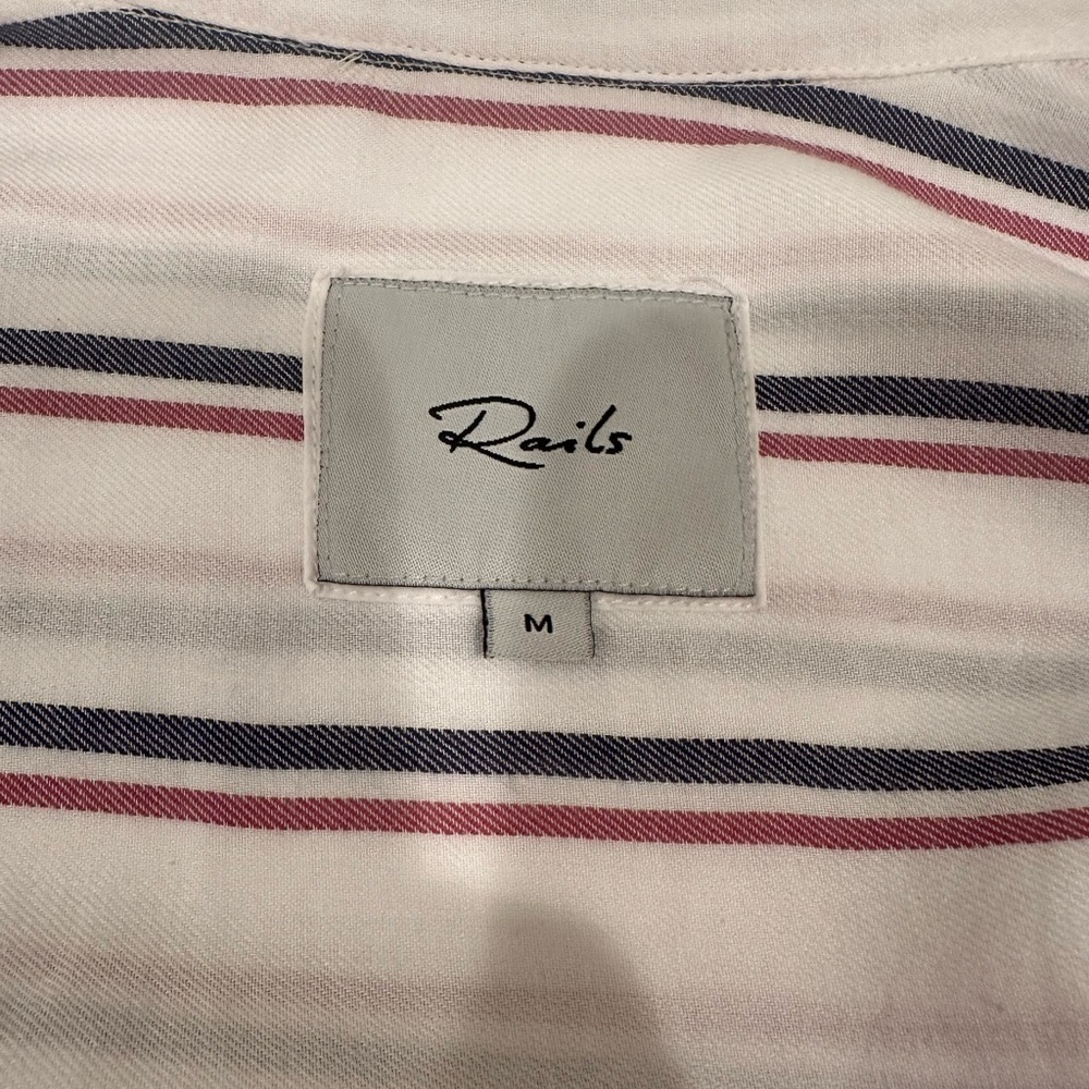 Rails Hayden Nice Stripe Shirt Sz Med Soft Lightweight Preppy Office Layer - Picture 4 of 8